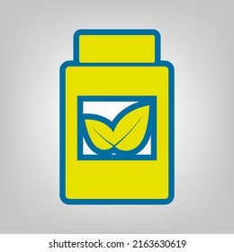 Das Containerzeichen wird ergänzt. Symbol in den Farben der Ukraine Flagge (gelb, blau) auf grauem Hintergrund. Illustration.