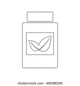 Supplements container sign. Vector. Black dotted icon on white background. Isolated.