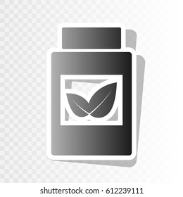 Supplements container sign. Vector. New year blackish icon on transparent background with transition.