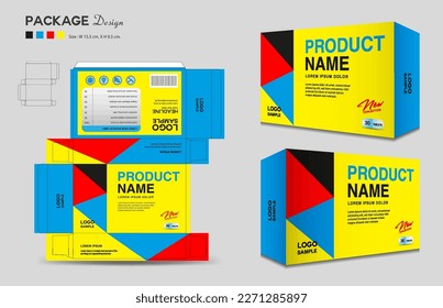 Complementos y diseño de caja cosmética, plantilla de diseño de paquetes, contorno de caja, empaquetado, diseño de etiquetas, etiqueta sanitaria, diseño de envases, vector creativo de ideas, simulación realista
