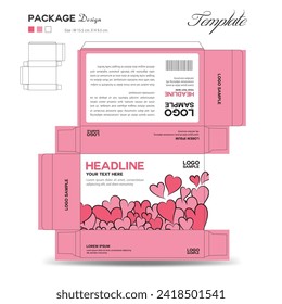 Ergänzungen und Cosmetic-Box-Design, Paket-Design-Vorlage, Box-Umrisse, Box-Verpackungsdesign, Arzneimittel-Label, Gesundheitslabel, Verpackung, kreative Idee, Vektorgrafik, Label-Layout, Produktdesign