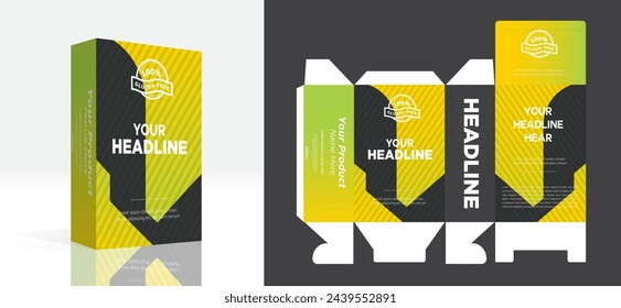 Suplementos y diseño de caja cosmética, plantilla de diseño de paquete.