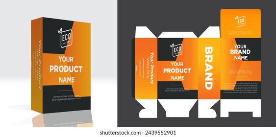 Suplementos y diseño de caja cosmética, plantilla de diseño de paquete.