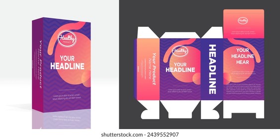 Suplementos y diseño de caja cosmética, plantilla de diseño de paquete.