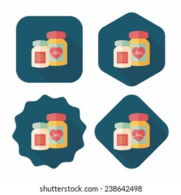 supplements drug flat icon with long shadow, eps10