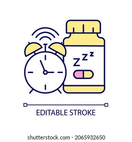 Supplements For Insomnia RGB Color Icon. Sleep Deprivation Medication. Sleep Promoting Supplements. Remedy For Falling Asleep. Isolated Vector Illustration. Simple Filled Line Drawing