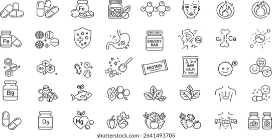 Supplements Line Editable Icons set