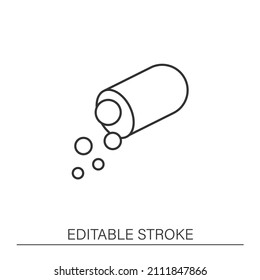  Supplements Line Icon. Vitamins And Minerals. Nutrient Supplements. Nutrition Facts Concept. Isolated Vector Illustration. Editable Stroke