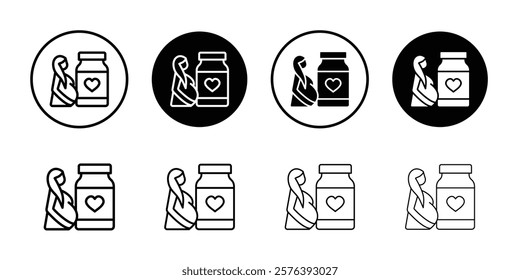 Supplements for pregnant women icon logo sign set vector outline