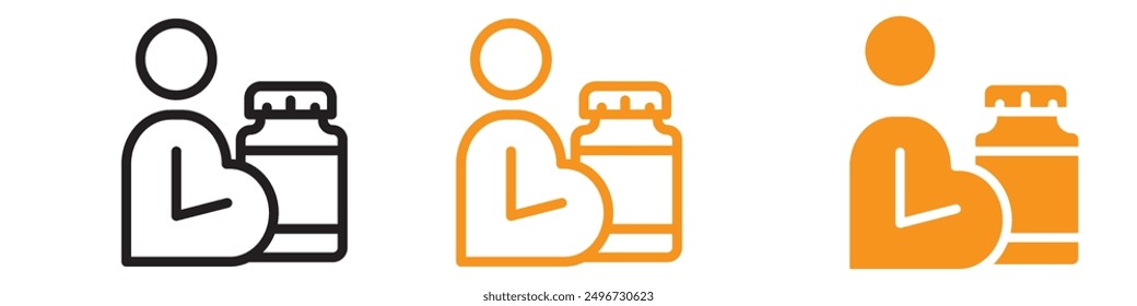 Supplements for Pregnant Women Icon Set Health and Nutrition Illustrations for Maternity