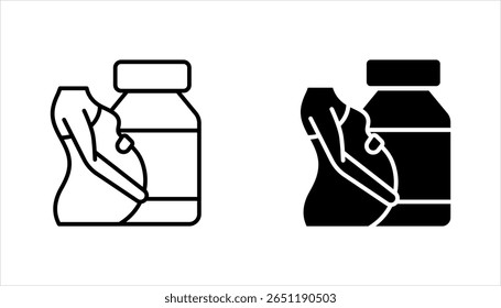 Supplements for pregnant women icon set. Pregnancy complementary medicines. vector illustration on white background