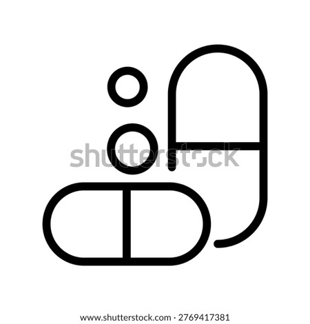 Supplements and Vitamins Line Icon for Nutrition, Capsules, Pills, Protein, Wellness and Dietary Health Concept Outline Vector Illustration