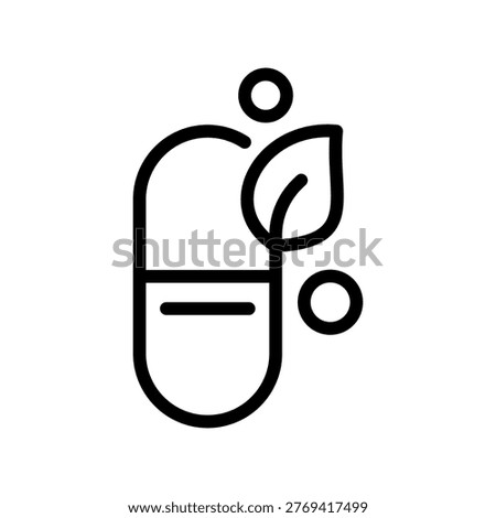 Supplements and Vitamins Line Icon for Nutrition, Capsules, Pills, Protein, Wellness and Dietary Health Concept Outline Vector Illustration