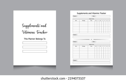 Supplements and Vitamins Tracker 
interior weekly vitamin and nutritional medicine