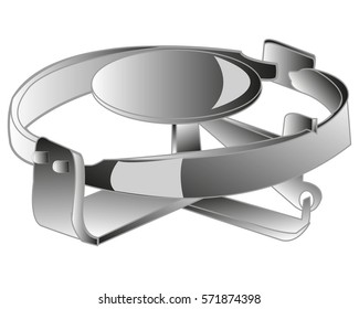 Supplied metallic trap on white background is insulated