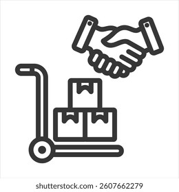Supplier Agreement Outline Icon Vector Illustration