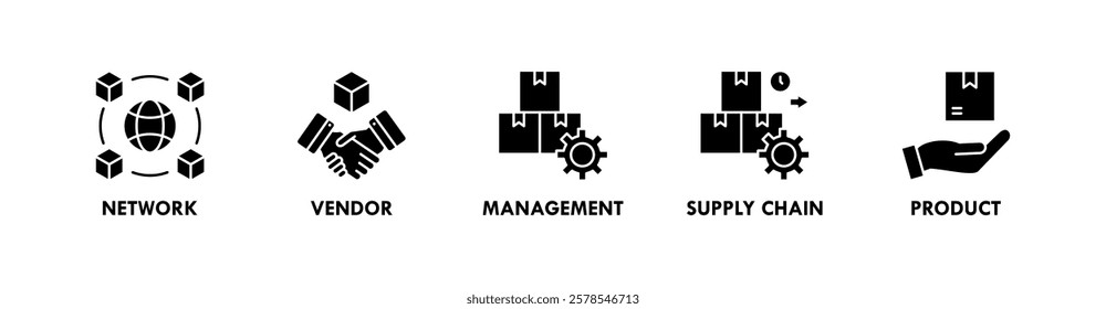 Supplier banner web icon vector illustration concept with icon of network, vendor, management, supply chain, and product