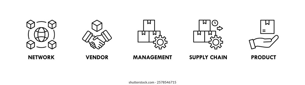 Supplier banner web icon vector illustration concept with icon of network, vendor, management, supply chain, and product