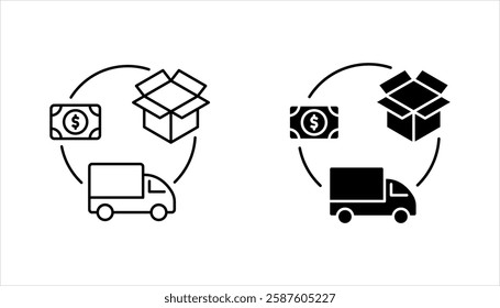 Supplier concept icon set. Cargo transportation idea thin line illustration. Parcel shipping. Product transfer. vector illustration on white background