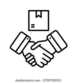 Ilustración vectorial de icono de esquema de contrato de proveedor