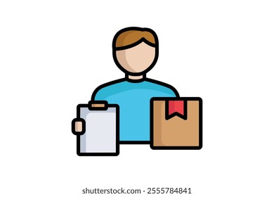 Supplier icon. colored outline icon style. people with list and products. icon related to procurement. procurement management elements vector illustration