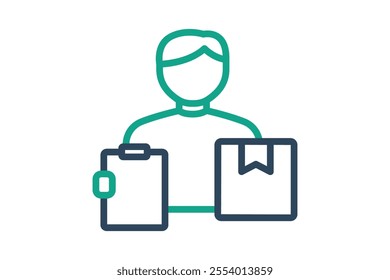 Supplier icon. line icon style. people with list and products. icon related to procurement. procurement management elements vector illustration