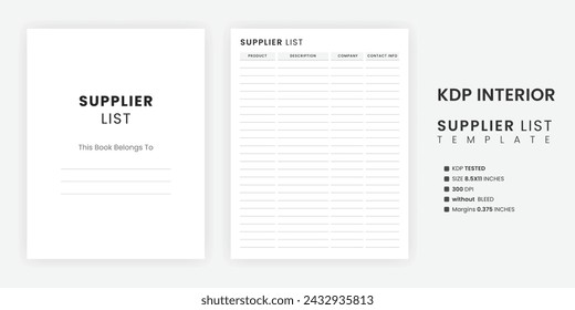 Supplier List Template | Supplier Database Template | Vendor Contact List Template