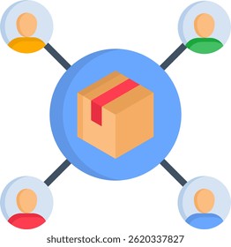 Vektorgrafik mit flachem Zulieferernetzwerk-Symbol