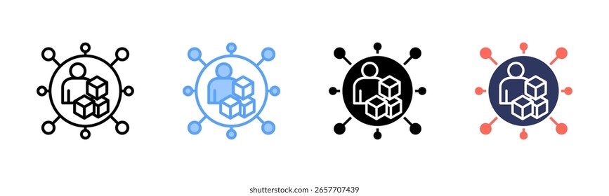 Zulieferernetzwerk-Symbolblatt - mehrere Stilkollektionen