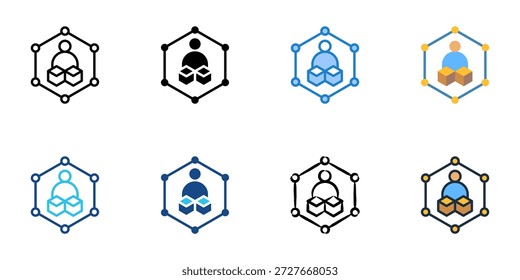 Los iconos de la red de proveedores establecen una colección de estilo múltiple. Trazo editable 
