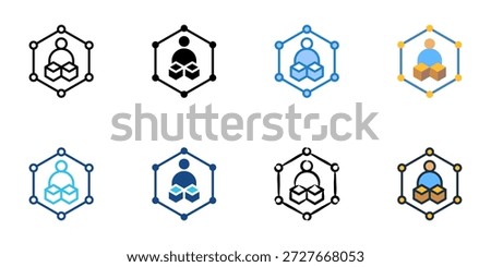 Supplier Network icons set multiple style collection. Editable stroke 

