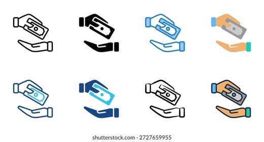 Supplier Payment icons set multiple style collection. Editable stroke 

