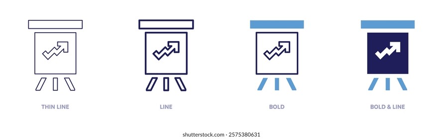 Supplier performance icon in 4 different styles. Thin Line, Line, Bold, and Bold Line. Duotone style. Editable stroke.