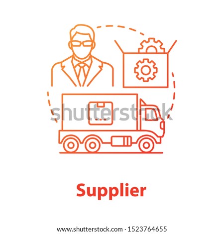 Supplier red concept icon. Cargo transportation idea thin line illustration. Parcel shipping. Delivery service management. Product transfer. Logistics and distribution. Vector isolated outline drawing