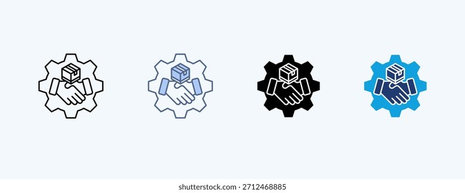 Vetor de Ilustração de Ícone Múltiplo do Relacionamento com o Fornecedor