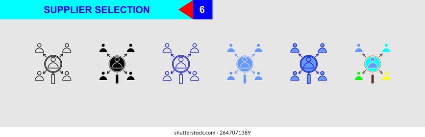 Supplier Selection Process Production Icon Set