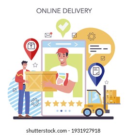 Suppliers online service or platform. B2B idea, global logistic distribution service. Company as a customer, business partnership. Online delivery. Isolated flat vector illustration