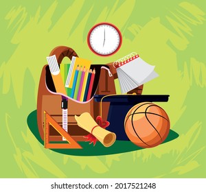 supplies in backpack school image