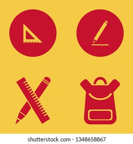 supplies icon set with pencil, ruler and pencil and ruler vector illustration