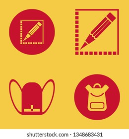 supplies icon set with school book bag and pencil vector illustration