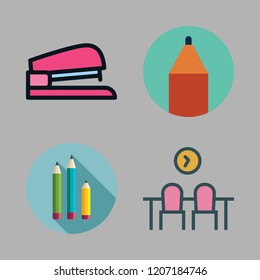 supplies icon set. vector set about office material, pencil and workspace icons set.