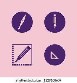 supplies icon. supplies vector icons set fountain pen, ruler and pencil