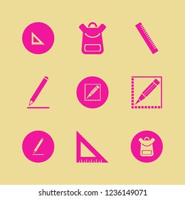 supplies icon. supplies vector icons set pencil, school book bag and ruler