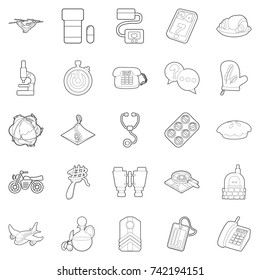 Supplies icons set. Outline set of 25 supplies vector icons for web isolated on white background