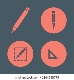 supplies vector icons set. with pencil and ruler in set