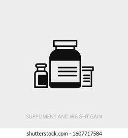 Suppliment and weight gain icon. New trendy vector illustration symbol