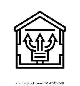 Icon Zuluftleitung Vektorgrafik. Zuluftbelüftungszeichen. Isoliertes Kontursymbol Schwarz Abbildung