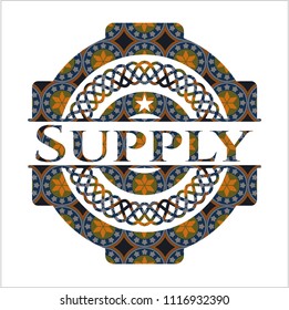 Supply arabesque style emblem. arabic decoration.