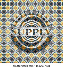 Supply arabic badge background. Arabesque decoration.