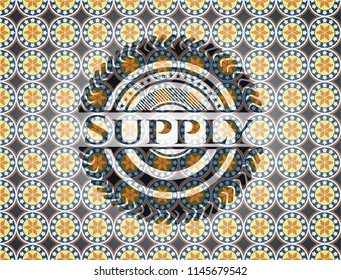Supply arabic emblem background. Arabesque decoration.